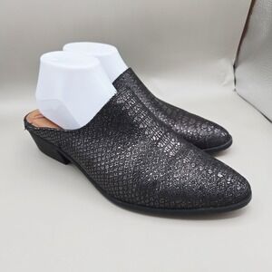 Zodiac Leather Slip On Mules Quartz Snake Black Pointed Toe Size 11